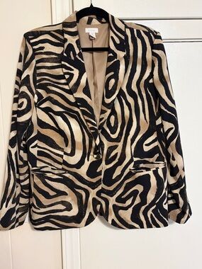 Chico's Black & Tan Zebra-Print Blazer